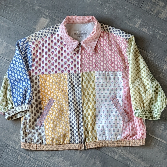 Vintage Jackets & Blazers - Vintage Sacred Threads Patchwork Zipper Jacket